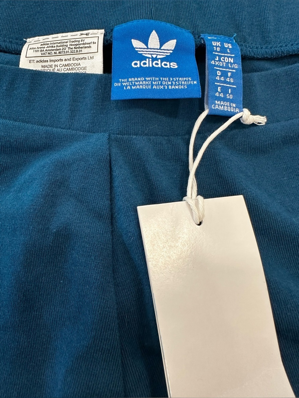adidas Blue Leggings with White 3-Stripes - Picture 3 of 8